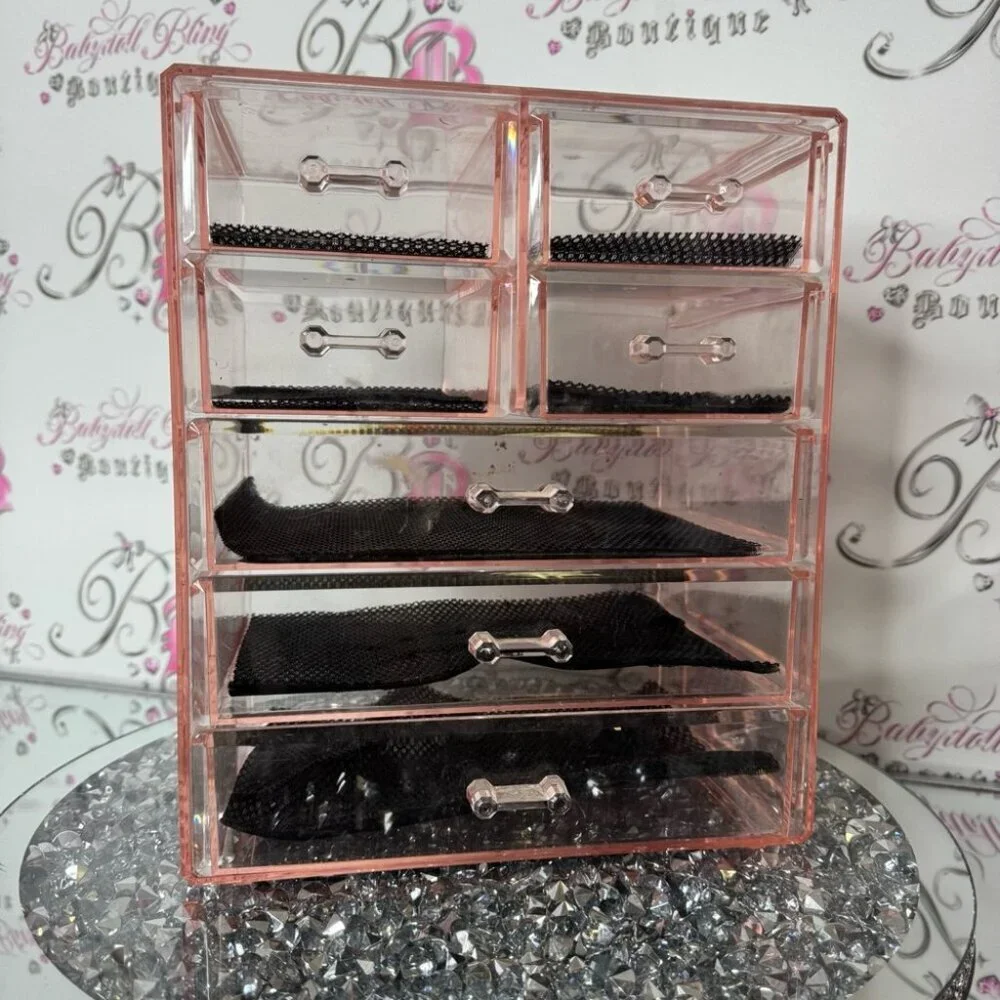 Organizer Pink 7 drawer Acrylic Makeup cosmetic Organizer drawers shelf